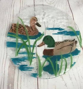 Ann C Ross signed Fused Glass Salad Dinner Plate Bird Mallard Duck 10" Wildlife - Picture 1 of 7