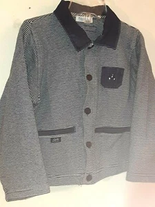 boys cute size 5/6 Familiar blue school striped teddy bear cardigan sweater - Picture 1 of 5