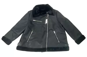 Fashion Nova Women’s Black Leather Jacket Pockets Buckle Detail Sz 3X - New - Picture 1 of 9