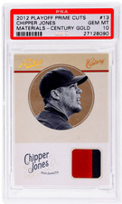 2012 Playoff Prime Cuts #13 Chipper Jones Century Gold Patch /25 PSA 10