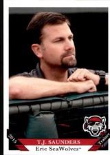 2015 Erie SeaWolves Grandstand #28 T.J. Saunders Annapolis Maryland Trainer Card