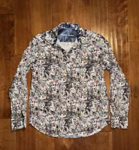 Camicia Robert Graham uomo media colorata astratta stampa all over bottoni polsino ribaltabile - Foto 1 di 15