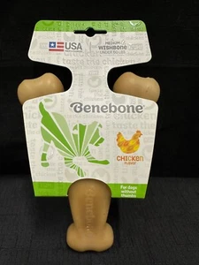 MEDIUM Benebone WISHBONE Dog Chew Toy Aggressive Chewers CHICKEN Flavor USA - Picture 1 of 2