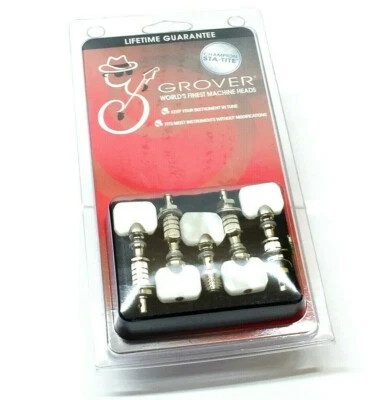Grover Nickel/Square Pearloid Button Perma-Tension 5-string Banjo Tuners 886N - Image 1 of 2