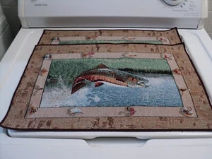 Fish Theme Woven Tapestry Placemats Fishing Lures Fish Fishing Lot of 2 - Picture 1 of 2