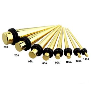 PAIR-Tapers Solid Gold Plate 02.5mm/10 Gauge Body Jewelry