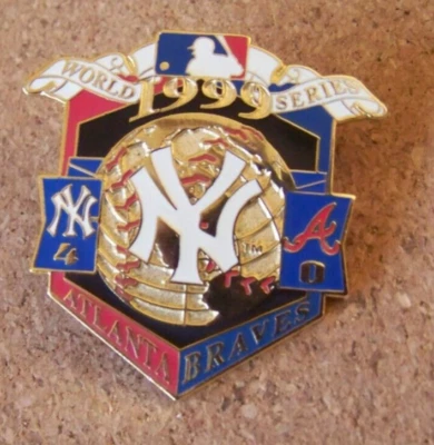 1999 NY New York Yankees vs Atlanta Braves WS World Series lapel pin MLB - Image 1 of 4