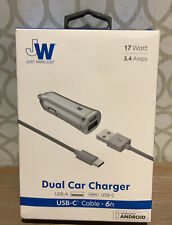 Just Wireless 2 Port Car Charger 6ft Usb-c Cable