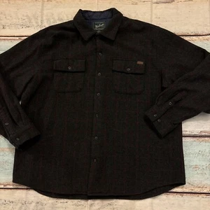 Woolrich Wool Shacket Mens Dark Gray Plaid Jacket Shirt Casual Preppy 2XL XXL - Picture 1 of 8