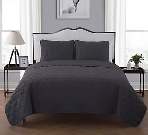 VCNY Home Quilt Set Soft Bedding with Matching Shams | Full Queen | Gray. - Picture 1 of 4