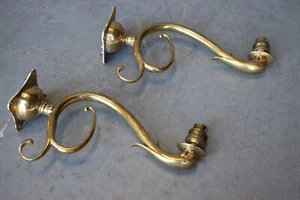 Antique pair of French 1890 brass gas light wall lamps sconces later electricals - Picture 1 of 11
