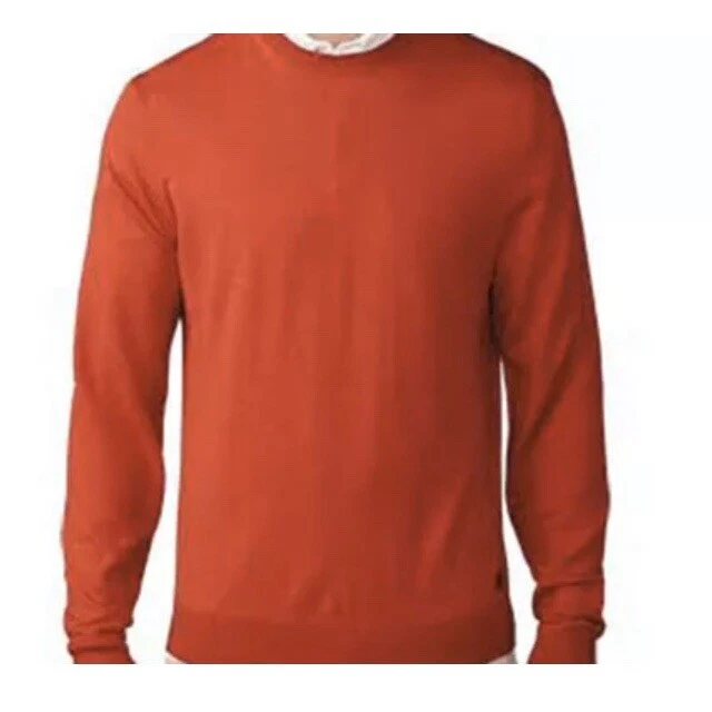 Ashworth Merino 87 圆领高尔夫毛衣男式 M 码-火焰红色羊毛 AE5533 — 第 1/4 张图片