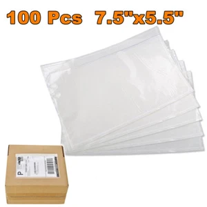 100 bolsas de lista de facturas de embalaje transparente de 7,5 x 5,5 etiquetas de envío sobre adhesivo - Imagen 1 de 5