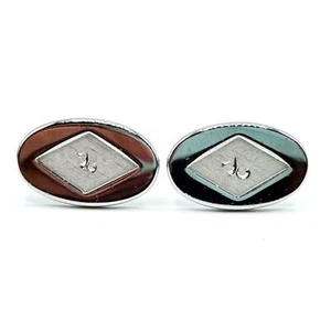 Vintage Herren Swank Silber Ton Manschettenknöpfe Oval Strukturiert 1" - Bild 1 von 4