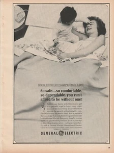 1964 General Electric Print Ad 1960s Sleep-Guard Automatic Blanket Bed Baby Mom - Picture 1 of 1