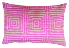 Handmade Pink Geometric Feather Velvet Throw Pillow 16 x 24 in (40 x 60 cm)