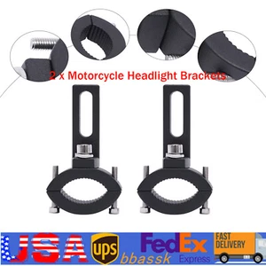 2PCS Motorcycle Fork Mount Bracket Fog Driving Head Light Lamp Clamp Holder Spot - Imagen 1 de 17