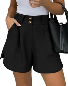 Women’s Pleated High-Waisted Summer Shorts w/ Elastic Waist & Deep Pockets - Picture 1 of 72