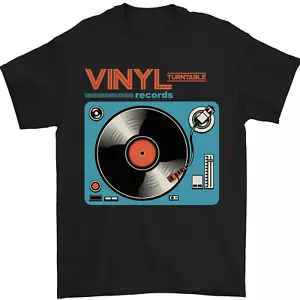 Retro Vinyl Records Turntable DJ Music Mens T-Shirt 100% Cotton - Picture 1 of 28