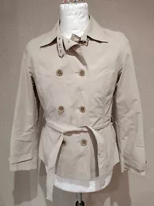 Marks & Spencer Ladies Trench Coat Belted Double Breasted Cream Petite Size 12 - Picture 1 of 12