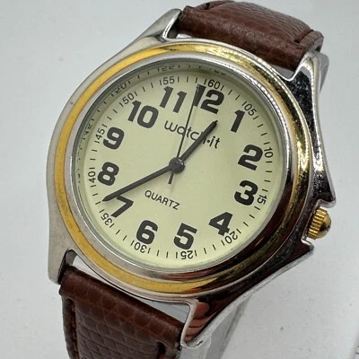 Reloj de cuarzo Watch-it de colección para hombre tono dorado verde fácil de leer Japón Movt batería nueva Foto 1 de 4