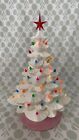 Arnels White Ceramic Christmas Tree & Base Colored Lights 19" Gorgeous Vintage