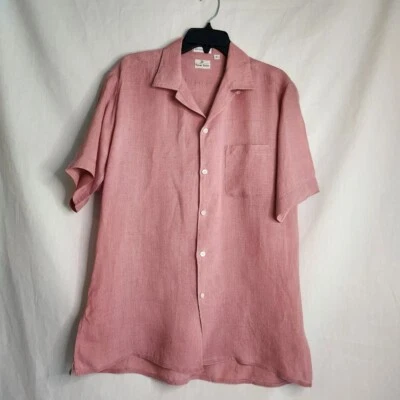 Neiman Marcus Mens Casual Button Down Shirt Red Size L. Vacation. Coastal - Image 1 of 4