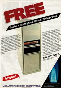 1985 Vintage Print Ad Bryant Free Gas for a month plus a $50 U.S. Savings Bond - Picture 1 of 2