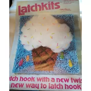 Ice Cream Cone Latch Hook Pattern Yarn Fluff No Canvas Open Box Vintage NOS - Picture 1 of 9
