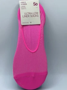 SO Girls 4 Pair Ultra Low Liner Socks Size 4-10 Large NEW WITH TAGS - Picture 1 of 2
