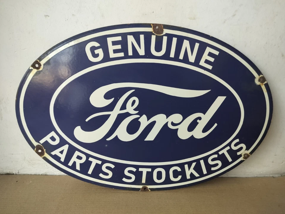 Genuine Ford Parts Stockists Porcelain Enamel Sign  24 x 16 Inches - Image 1 of 4