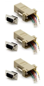 3 PCS DB9 Male to RJ12/RJ11 Female Modular 6P6C 6 Wire Adapter Phone Telephone - Picture 1 of 3