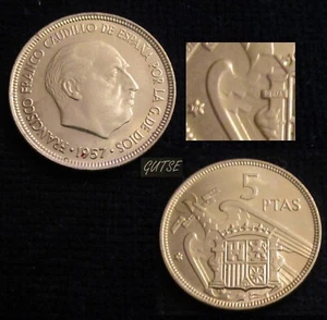 SPANIEN, FRANCO-5, 5 PESETEN 1957*70, ORIGINAL GLANZ, BANKFRISCH. - Bild 1 von 1