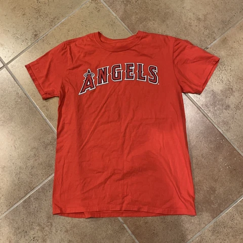 Anaheim Angels Mike Trout #27 T-Shirt Mens Size Medium Red Majestic MLB LA Cover