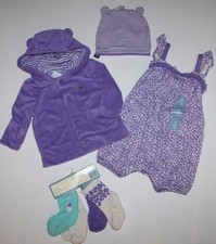 baby Gap NWT Girls 0 3 6 Mo. Outfit Set Romper + Hoodie Jacket + Hat + 4 Socks
