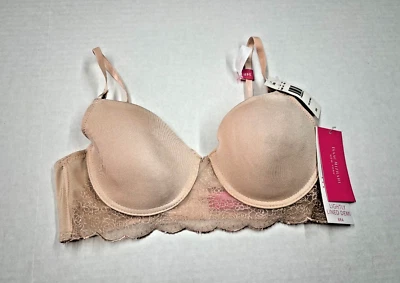 Sutiã Demi 24A16 Isaac Mizrahi 15682 levemente forrado de renda 34B rosa (novo com etiquetas) - Imagem 1 de 2