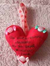Handmade and hand embroidered The Most Treasured Memories Hanging heart quote BN