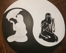 4'x4' Yin-Yang Modern Wall Sculpture - large 4 foot diameter