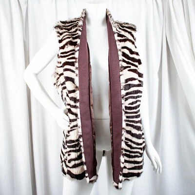 LAFAYETTE 148 Red Brown White Rabbit Leopard Women Vest Jacket Coat Size XL - Image 1 of 4