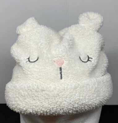 Sombrero de gatito blanco de garbanzo talla única suave bordado rosa narices cara orejas  Foto 1 de 4