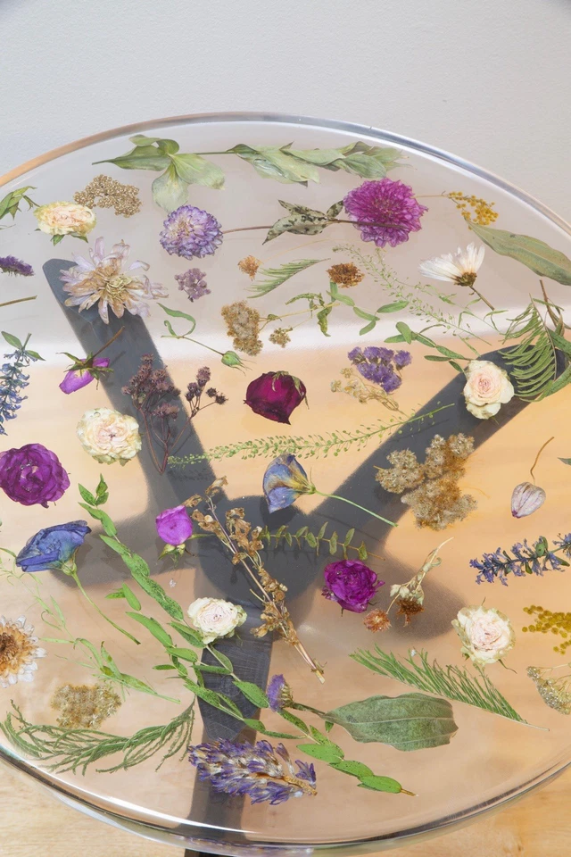 Epoxy Coffee Table With Natural Flowers - Image 1 of 4