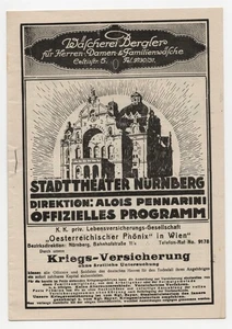 Stadttheater Nürnberg Offizielles Programm 1917 - Bild 1 von 1