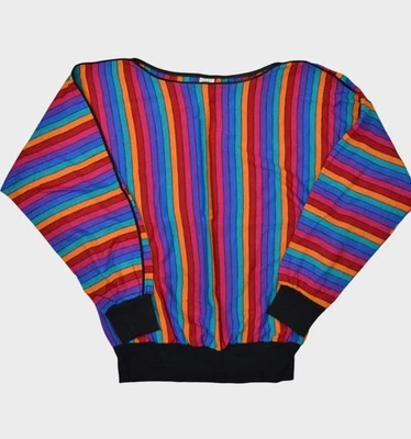 Vintage Rainbow Sweatshirt Size Large Multicolor Striped Pride Pullover - Image 1 of 4