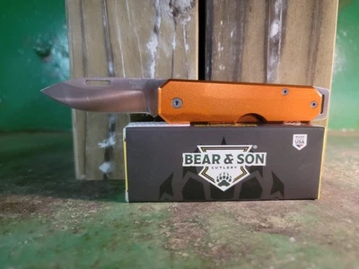 Bear and Son 110OR Stainless Blade Folding Knife Aluminum Handle Made In Alabama - Image 1 of 3