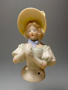 Antique German? Porcelain Bisque China 2-3/4” Half Doll #1437 - Pincushion - Picture 1 of 8