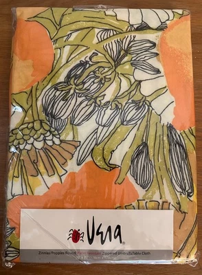 NOS Vera Neumann 70" Round Water Resistant Zippered Umbrella Tablecloth Zinnis - Image 1 of 4
