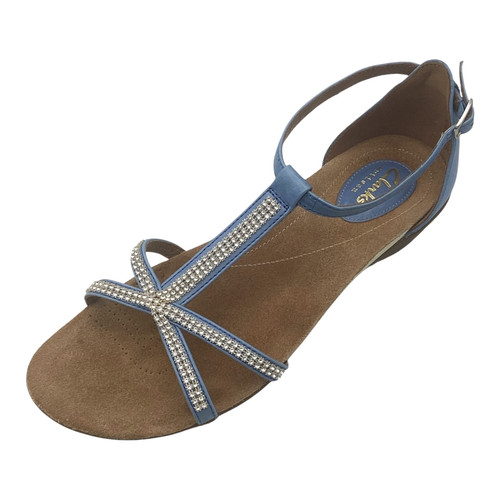 Sandali Clarks Artisan donna blu pelle cinturino piatto taglia UK 5 5D usati