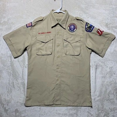 Boy Scouts of America BSA Shirt Youth Large Button Up 100% Polyester Vented  - Image 1 of 4