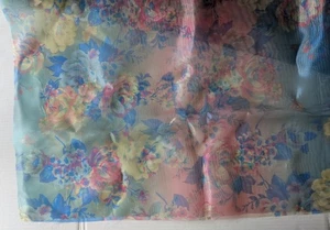 NEU Vintage 3 Yards x 58" Mehrfarbig Halbtransparent Blumen Organza Stoff - Bild 1 von 6