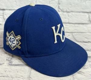 Kansas City KC Royals blau New Era 59Fifty Größe 7 Mütze Jackie Robinson Patch-EUC - Bild 1 von 6